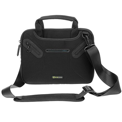 Evecase | 10.1 Zoll Universal Laptop Schutzhülle Aktentasche mit Neopren Außenmaterial, Verdeckbare Griffe, Zubehörfächer für Notebook MacBook Ultrabook Tablet Lenovo Asus Acer - Schwarz