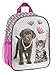 Produktbild Ragusa-Trade Studio Pets - Hunde und Katzen Fan Rucksack Kinderrucksack für Jungen und Mädchen (RLA) mit Hauptfach und Getränkenetz, 28x22x10 cm, grau/pink