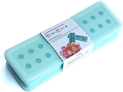 Mini Silicone 20 Cavities Ice Ball Ice Tray Ice Cubes DIY Molds Candy Beads Marbles Grain Coffee Fruit Grain Lovely Ice Particles ( Green,Set of 2 With lid )