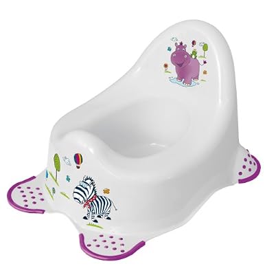 OKT Pot d'apprentissage avec pattes anti-derapant motif Hippo blanc
