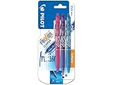 Tipo de punta: Gel Pilot FriXion Clicker - Bolígrafo roller de gel de tinta borrable (3 unidades), color rosa, morado y azul