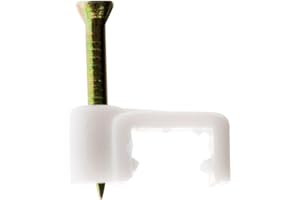 Zenitech - Lote de 50 Abrazaderas para Cable Plano Ø1mm - Blanco - Gancho de Plástico Discreto y Robusto - Con Clavo Especial para Hormigón - Fijación Fácil para Cables Eléctricos - Certificación CE