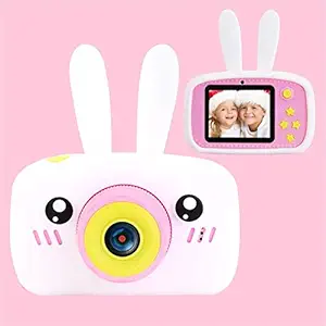Kids Digital Camera Rechargeable with 2.0 Inch 1080P IPS Screen 32GB Memory Card Front and Rear Lens Child Camcorder Selfie Camera Gift for Age 3-10 Kids (White Rabbit)