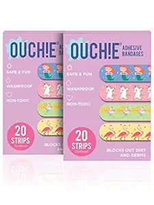 Aya Papaya Ouchie Non-Toxic Printed Bandages Combo Set Of 2 (40 Pack) - (Lavender)
