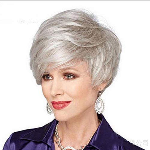 Preisvergleich Produktbild DANTB Frauen Kurze Flauschige Wellenförmige Silberne Silberne Graue Synthetische Perücken