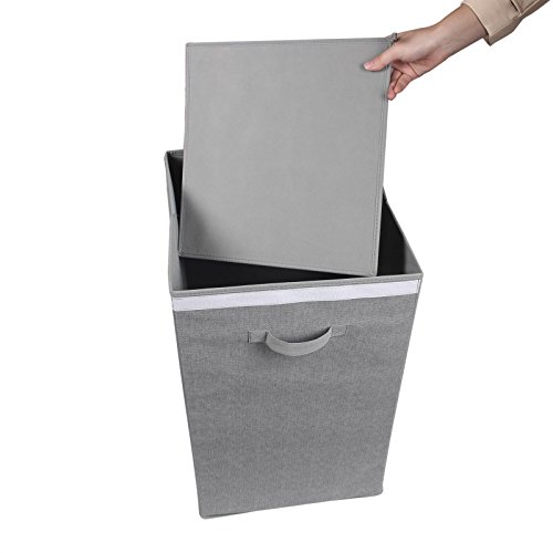 Wäschesammler Wäschekorb TIAGO, in Leinen Optik grau, faltbar, aus Vlies-Stoff gefertigt - 5