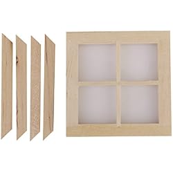 Ventana en Miniatura Madera de 4-Panal Accesorio para Casa de Muñecas Bricolaje