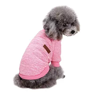 Jecikelon Pet Dog Clothes Knitwear Dog Sweater Soft Thickening Warm Pup Dogs Shirt Winter Puppy Sweater for Dogs (Pink, XS)