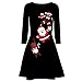 Price comparison product image Bestoppen Christmas Dresses, Women Christmas Santa Reindeer Printed Long Sleeve Evening Prom Costume Swing Dress Size 8 to 16Christmas Gift for Women