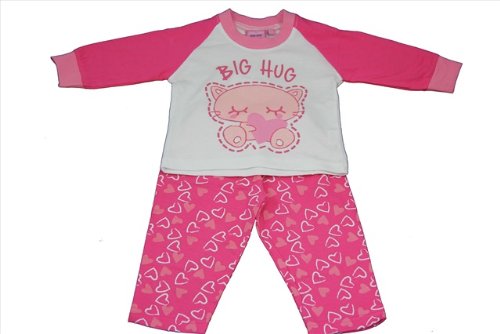 New Pink and white 'Big Hugs' Pyjamas for Baby girl 3-6 months, 6-12 months. 12-18 months and 18-24 months (18-24 months)