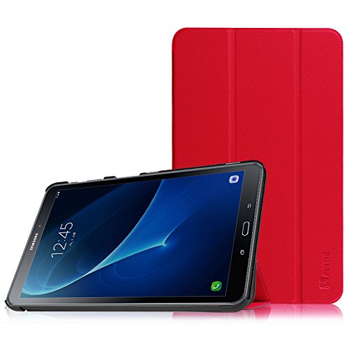 Fintie Samsung Galaxy Tab A 10.1 Hülle - Ultra Schlank Superleicht Ständer Smart Shell Case Cover Schutzhülle Etui Tasche mit Auto Schlaf / Wach Funktion für Samsung Galaxy Tab A 10,1 Zoll T580N / T585N Tablet (2016 Version), Rot