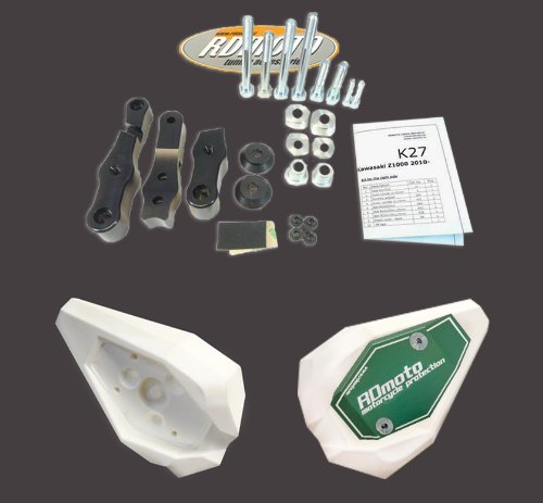 RD Moto Crash Frame Sliders Protectors With Full Mounting Kit SL01 Wht/Grn For Ducati Diavel 2011-2014