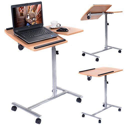 Costway Notebookständer Laptoptisch Notebooktisch Rolltisch Betttisch Pflegetisch mit Rollen und Bremsen höhenverstellbar - 5