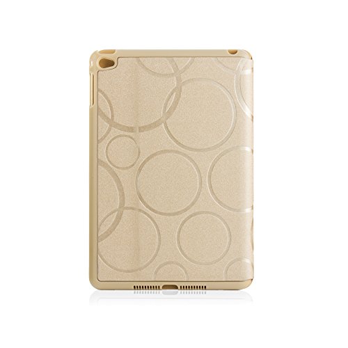 iPad Mini 4 Hülle, DEENOR Colour Series Premium PU Leder Ultra Slim Light Weight Auto aufwachen / Schlaf Funktion Schutzhülle Hülle für Apple iPad Mini 4, Free: Screen Protector + Stylus Pen + Cleaning Cloth. (Golden circles) - 2