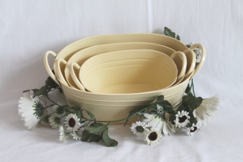 Preisvergleich Produktbild Pflanzschale Pflanzgefäß 01 im 3 er Set beige