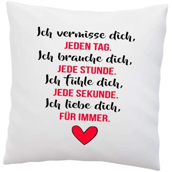 Liebeskissen Mit Spruch Ich Vermisse Dich Jeden Deko Kissen Romantische Geschenkidee Weiss 40cm X 40cm Kissen Inkl Fullung Liebe Schatz Liebesbeweis Amazon De Kuche Haushalt