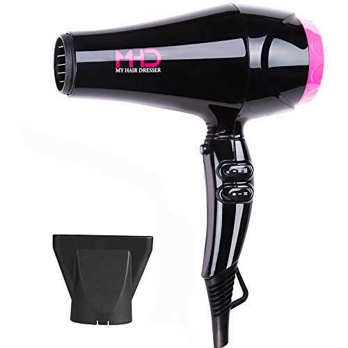 MHD Professional Hair Dryer 2000W Negative Ions Blow Dryer 2 Speed and 3 Heat Setting Cool Shot Button Removable Concentrator Europe Plug