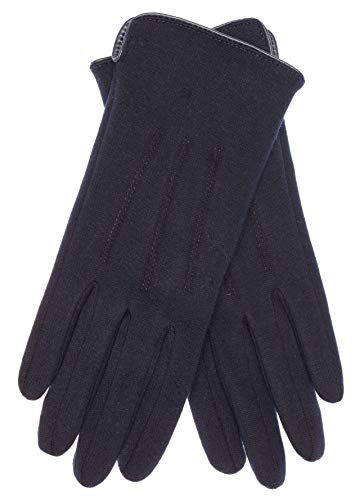 EEM Damen Jersey Handschuhe TIA mit Touch-Funktion aus Baumwolle, stretch, modisch, smartphone; marine