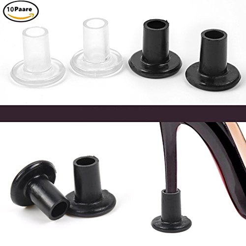 Preisvergleich Produktbild 10 Paar (5 klassische klar + 5 schwarz) Fersenschutz - High Heel Stopper Perfekt für jede Hochzeit oder Event Schützen Heels von Gras, Kies, Ziegeln und Cracks
