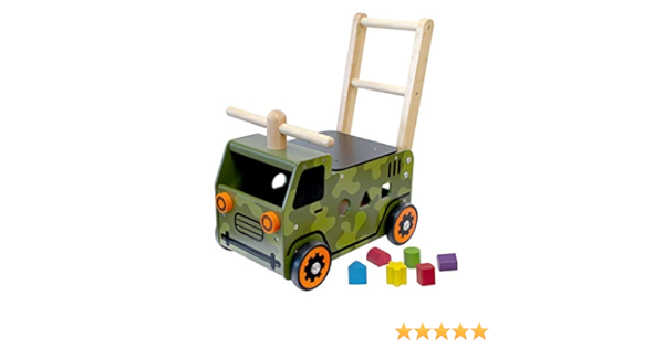 I M Toy Im Porteur Pour Bebe Le Camion De Militaire Vehicule Porteur Evolutif En Bois Pour Enfant De Plus De 12 Mois Jouet En Bois A Pousser Pour