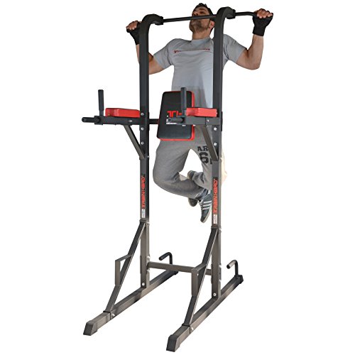 TrainHard Dip Station Beinhebe Kniehebe Bauchtrainer mit Klimmzugstange - 6