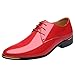 Produktbild FNKDOR Schuhe Herren Geschäft Lackleder Spitz Lederschuhe Formelle Kleidung Berufsschuhe Schnürsenkel Freizeit Business-Schuhe Kleid Schuhe Rot 44 EU