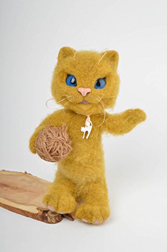 Preisvergleich Produktbild Handmade Katze Stofftier Deko Figur Geschenk Idee aus Wolle kleines Spielzeug