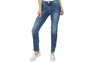 FASHIONLABELS4LESS Ex High Street Brand Ladies Straight Leg Jeans - Mid Rise Cotton Denim with Added Stretch | Fashion Apparel for Women Dark Khaki