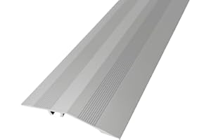 INTERPROFILES 90CM (2.95FT) Aluminium Door Bars Threshold Ramp Strip Transition Trim Laminate Tiles IP71 TMW Profiles (Silver)