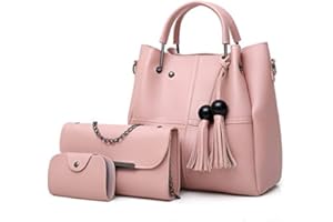 XUBX Juego de 4 piezas Bolsos Para Mujer Shoppers y Bolsos de Hombro Bolsos, Primavera y Verano Moda mano Carteras de mano y clutches monedero Shoppers y bolsos de hombro Bolso de cuero de la PU de la