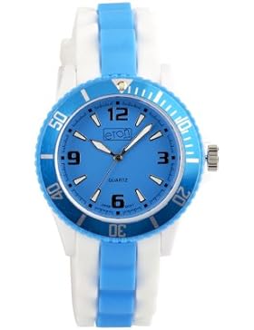 Eton Unisex Quarzuhr mit blauem Zifferblatt Analog-Anzeige und weiße 3014J Silikon Strap-AQ