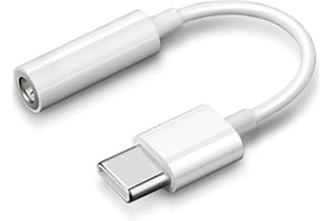 GEEKYGAIN USB-C to 3.5mm Female Headphone Jack Adapter (1 Pack, White), Type C to Aux Audio Dongle Cable Compatible with iPhone 16/15 Series, Pixel, Samsung Galaxy S25/S24/S23/S22/S21 Ultra, S20/S20+/S20 Ultra