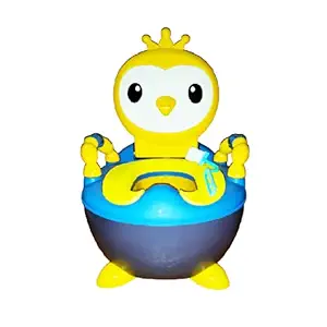 Hukimoyo Potty seat for babies with handle,Western Style Toilet for kids with Duck upper closing lid, Suitable for Unisex 1 - 3 yrs child (Blue with Yellow)