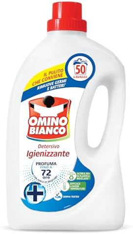 Omino Bianco - Detersivo Lavatrice Igienizzante Liquido, 50 Lavaggi, Igienizza i Capi e Rimuove Germi e Batteri, 2000 ml