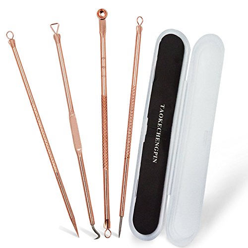 Mitesserentferner, Becoyou 4 Stücke Komedonenquetscher Set aus Edelstahl Pickel Extraktor Professionell Gesundheit Behandlung für Pickel Whiteheads Akne Extraktoren