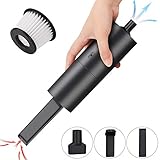 【Portátil y liviano de mano】 Solo 356 g de mini aspiradora portátil. Menos del 90% de aspiradoras Esto significa que ocupa muy poco espacio y se puede colocar en la consola central del auto, en la caja de almacenamiento, etc. Una aspiradora liviana e inalámbrica facilita su trabajo de limpieza. Puedes cuidar tu sofá o auto, mascotas.