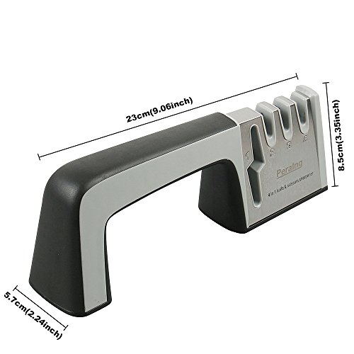 Messerschärfer Peralng Messerschleifer Knife Sharpener Steel, Sharpen Schere Keramikmesser Antirutsch Scherenschleifer, Professionelles 4 Stufen-Schleifsystem - 4