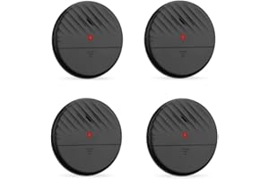 Lancoon Door Window Vibration Sensor Alarm Black 4 Packs 125dB Loud Slim Glass Break Burglar Detector with Adjustable Sensitivity LED Indicator Light for Home Office Security