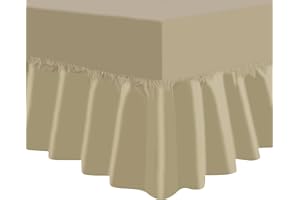 NIYS Luxury Bedding Percale Polycotton Extra Deep Frilled Valance Fitted Sheet - Lightweight, Soft (135 x 190 x 25 Box Fit x 38cm Frill) (Double, Mocha)