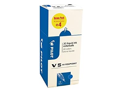 Pilot V5 0,5 mm Encre liquide Stylo à bille - Bleu (lot de 20)