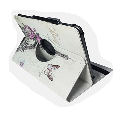 Huawei MediaPad 10 Link – 10.1 Zoll Drehbare Tablet Schutztasche mit Standfunktion + Touch Pen 10.1 Zoll Paris Blume 360° - 2
