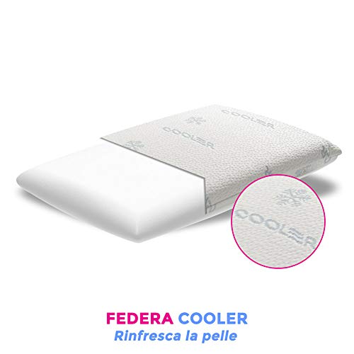 GEEMMA s.r.l. Cuscino Memory Fresco, Rigido ma Avvolgente, Modello saponetta e cervicale, Alto 12 cm per 40x70 cm con Tessuto rinfrescante Cooler