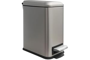 JM ·YIPENG Mülleimer Bad 5L,Rechteckiger Tretmülleimer mit Deckel Mülleimer aus Edelstahl,Schlank Mülleimer mit inneneimer Abfallbehälter fürs Bad,Schlafzimmer,Lernzimmer,grey