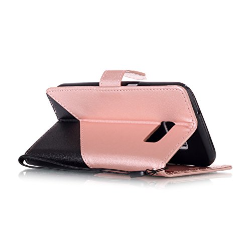 Samsung Galaxy S6 Hülle,Samsung Galaxy S6 Hülle Flip Case,Samsung Galaxy S6 Case Schwarz,Samsung Galaxy S6 Cover,EMAXELERS Galaxy S6 Hülle PU Leder Wallet Brieftasche Schutzhülle Etui für Samsung Galaxy S6,Galaxy S6 Hülle Cute Dreieck Muster PU Ledercase Flip Tasche Case Cover Ledertasche Schutzhülle Handyhülle mit Ständer und Karte Halter Case Hülle Etui Cover für Samsung Galaxy S6,Pink Triangle and Black - 7