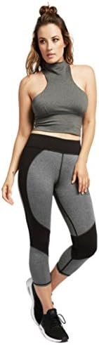 ❤️Internet Women Leggings Skinny Cropped Patchwork Yoga Leggings Fitness Sports Capri Pants (L, Gray)
