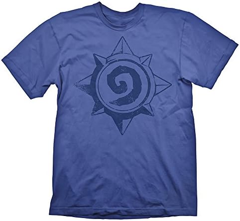hearthstone GE1763L - HEARTHSTONE Heroes of Warcraft Men's Vintage Rose Logo T-Shirt, Large, Blue (GE1763L)
