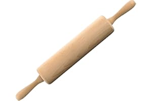 Fackelmann 31540 Rouleau patisserie en bois, rouleau à pâtisserie, accessoires cuisine, ustensiles de cuisine patisserie, rouleau à patisserie, Bois, Métal, 44,5 x 6 x 6 cm