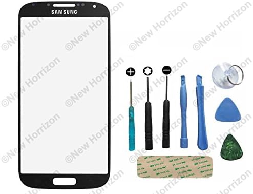 New Horrizon - Black Replacement Front Outer Glass Screen Lens For Samsung Galaxy S4 i9500 - Tools Included