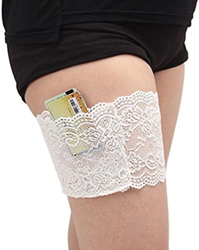 YUDI Womens Lace Non-Slip Thigh Garter Purse Phone Security Pockets (Medium, Black)