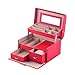 Produktbild Laminated Leather Drawer Jewellery Box Organiser Lockable Storage Case with Mirror for Necklace, Bracelets, Earrings, Pendant, Watch